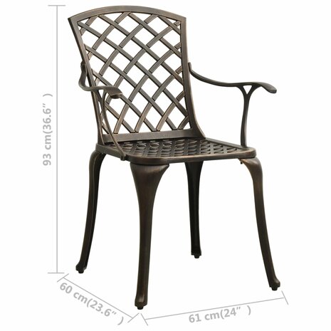Tuinstoelen 2 st gietaluminium bronskleurig