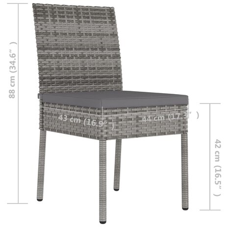 Tuinstoelen 4 st poly rattan grijs