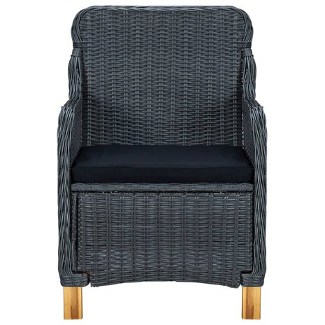 Tuinstoelen 2 st met kussens poly rattan donkergrijs