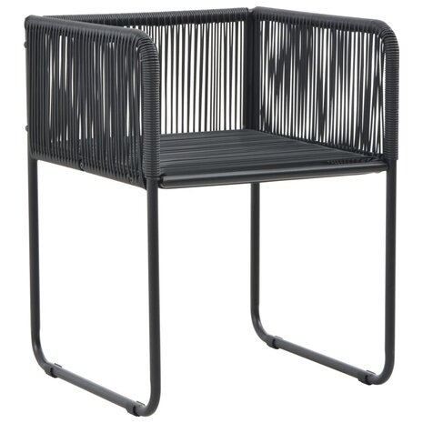 Tuinstoelen 6 st met kussens poly rattan zwart