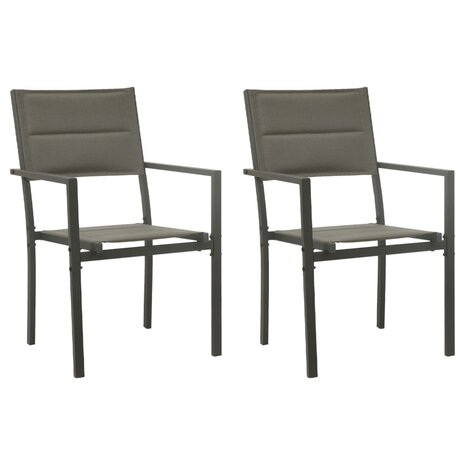 Tuinstoelen 2 st textileen en staal grijs en antracietkleurig