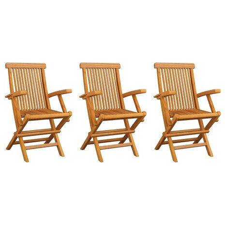Tuinstoelen 3 st massief teakhout