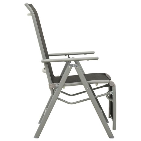 Tuinstoelen 2 st verstelbaar textileen aluminium zilverkleurig
