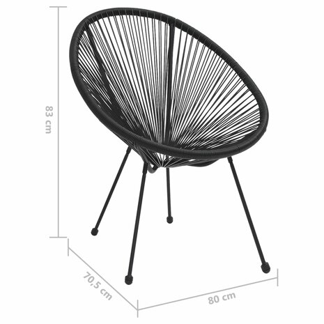 Maanstoelen 2 st rattan zwart