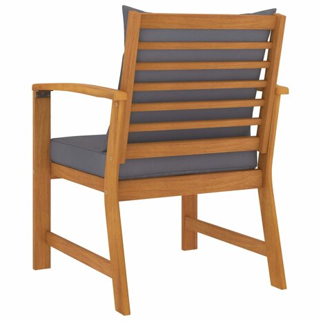 Tuinstoelen 2 st met donkergrijs kussen massief acaciahout