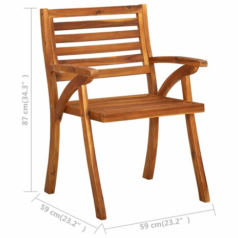 Tuinstoelen 3 st massief acaciahout
