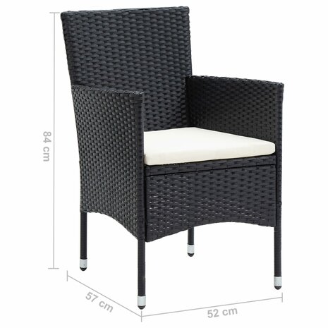 Tuinstoelen 4 st poly rattan zwart