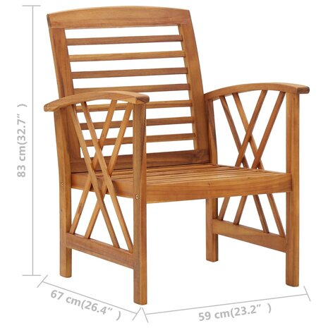 Tuinstoelen 2 st massief acaciahout