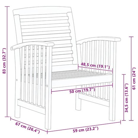 Tuinstoelen 2 st massief acaciahout