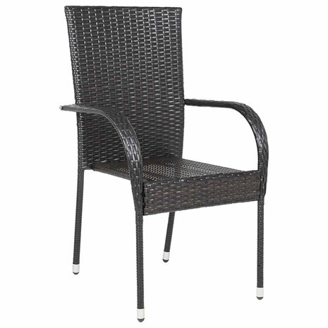 Tuinstoelen stapelbaar 6 st poly rattan bruin