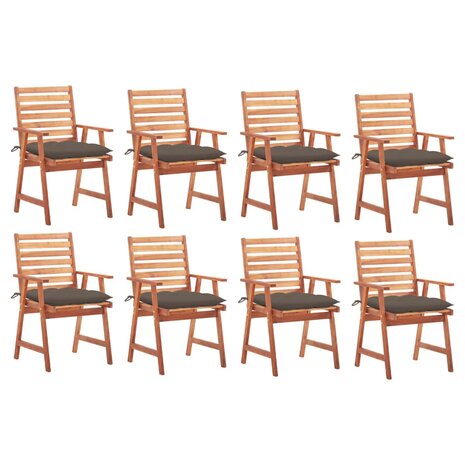 Tuinstoelen 8 st met kussens massief acaciahout