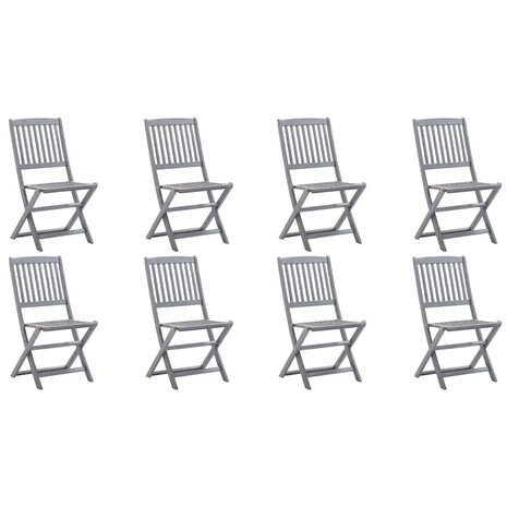 Tuinstoelen 8 st inklapbaar met kussens massief acaciahout