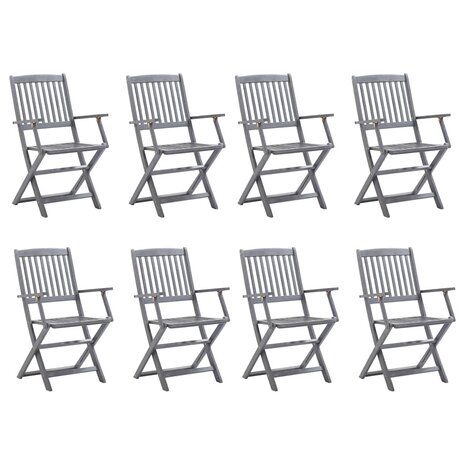 Tuinstoelen 8 st inklapbaar met kussens massief acaciahout
