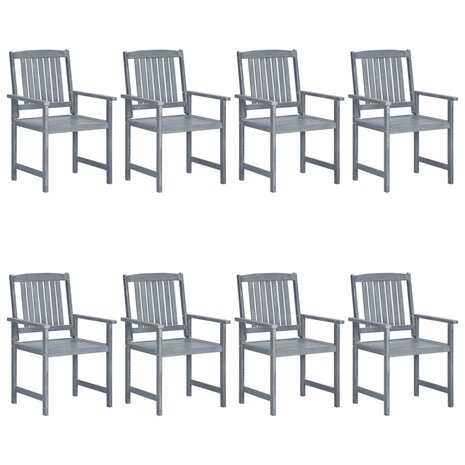 Tuinstoelen 8 st met kussens massief acaciahout grijs