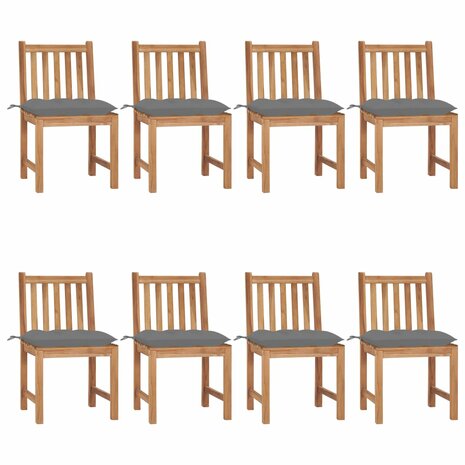 Tuinstoelen 8 st met kussens massief teakhout