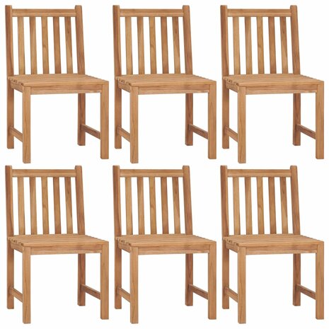 Tuinstoelen 6 st met kussens massief teakhout