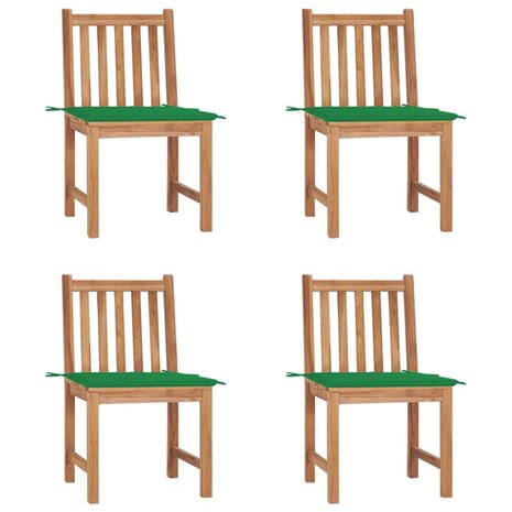 Tuinstoelen 4 st met kussens massief teakhout