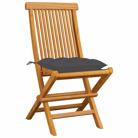 Tuinstoelen 8 st met antracietkleurige kussens massief teakhout