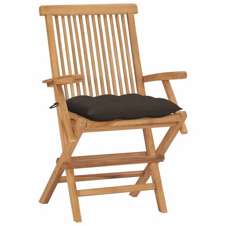 Tuinstoelen 4 st met taupe kussens massief teakhout