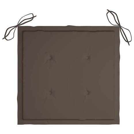 Tuinstoelen 4 st met taupe kussens massief teakhout