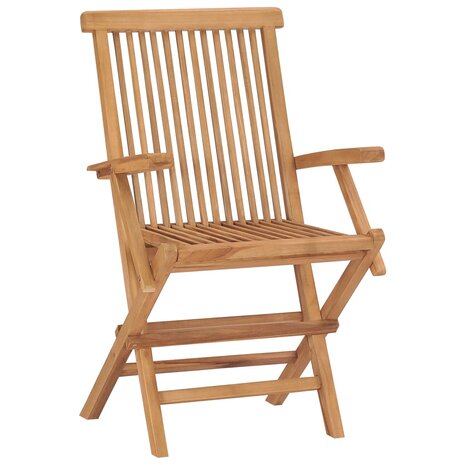 Tuinstoelen 4 st met lichtblauwe kussens massief teakhout