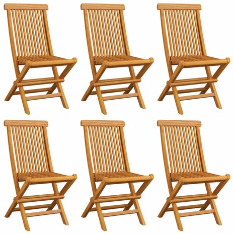 Tuinstoelen 6 st met antracietkleurige kussens massief teakhoutt