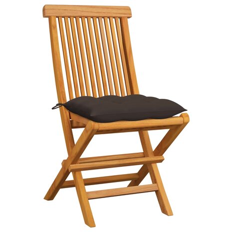 Tuinstoelen 6 st met taupe kussens massief teakhout