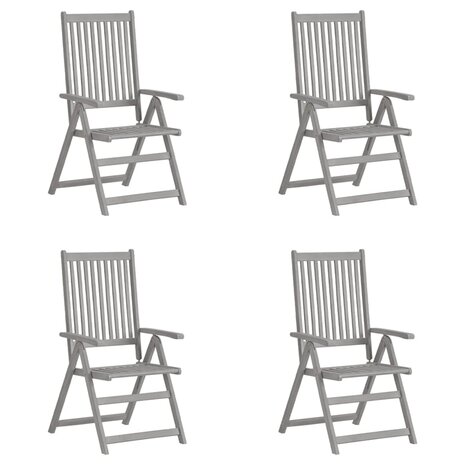 Tuinstoelen 4 st verstelbaar massief acaciahout grijs