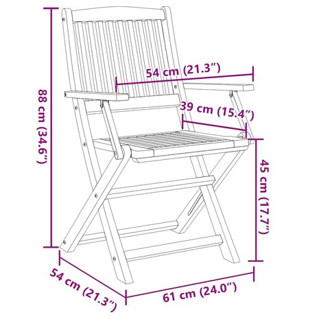 Tuinstoelen 6 st inklapbaar massief acaciahout