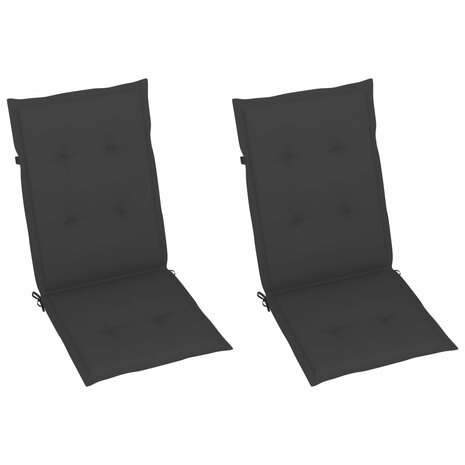 Tuinstoelen 2 st verstelbaar met kussens massief acaciahout