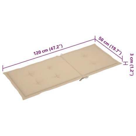 Tuinstoelen 2 st verstelbaar met kussens massief acaciahout