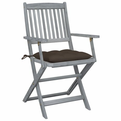 Tuinstoelen 4 st inklapbaar met kussens massief acaciahout