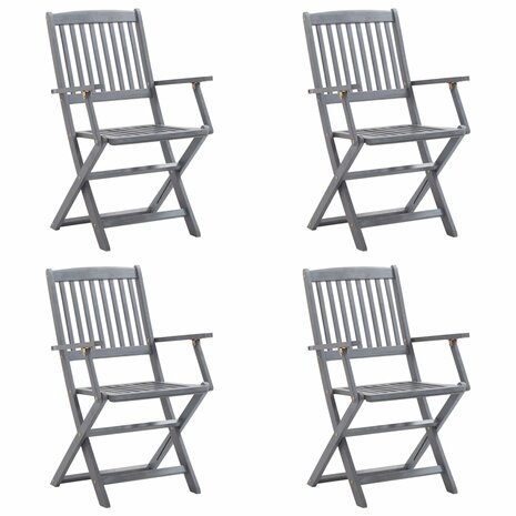 Tuinstoelen 4 st inklapbaar met kussens massief acaciahout