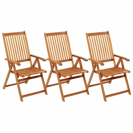 Tuinstoelen 3 st inklapbaar met kussens massief acaciahout