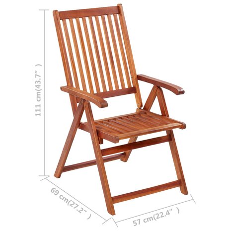 Tuinstoelen 3 st inklapbaar met kussens massief acaciahout