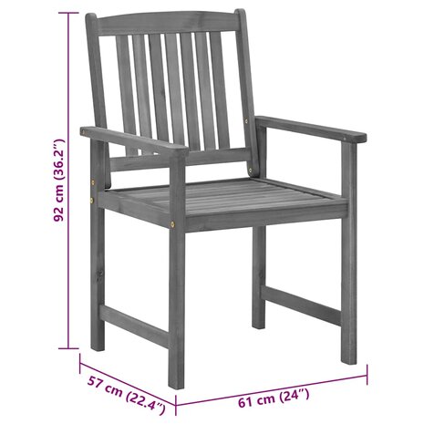 Tuinstoelen 4 st met kussens massief acaciahout grijs