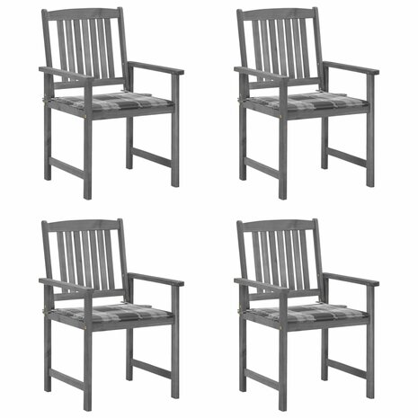 Tuinstoelen 4 st met kussens massief acaciahout grijs