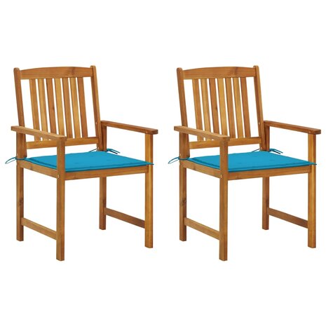 Tuinstoelen 2 st met kussens massief acaciahout