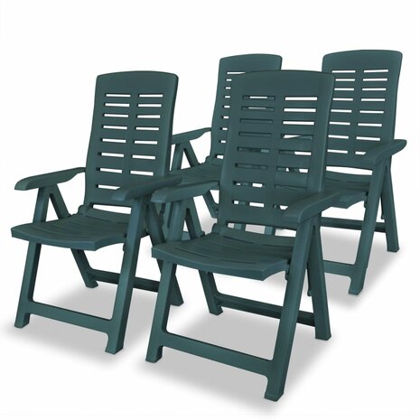 Tuinstoelen 4 st verstelbaar kunststof groen