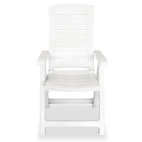 Tuinstoelen 4 st verstelbaar kunststof wit