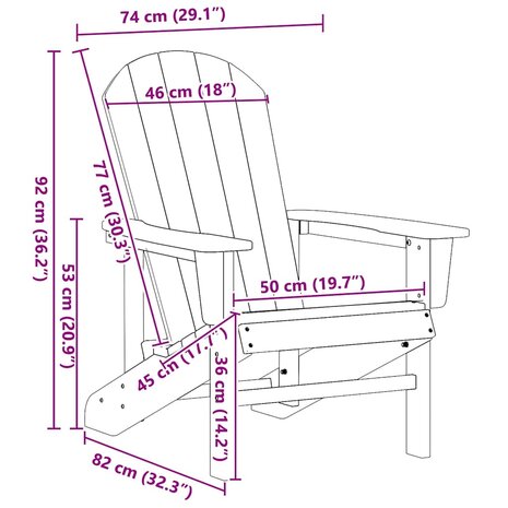Adirondack-stoel Wit 74 x 82 x 92cm Kunststof