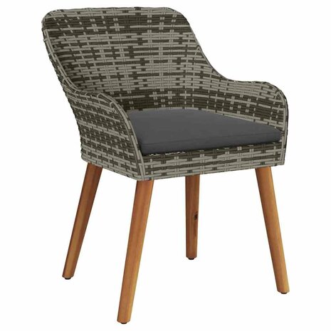 Tuinstoel met kussen 2 pcs Grijs 55 x 62.5 x 82cm poly rattan