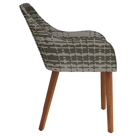 Tuinstoel met kussen 2 pcs Grijs 55 x 62.5 x 82cm poly rattan