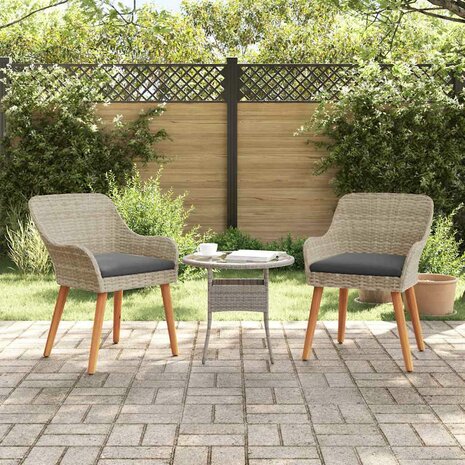 Tuinstoel 2 pcs Lichtgrijs 55 x 62.5 x 82cm poly rattan