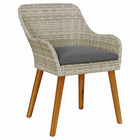 Tuinstoel 2 pcs Lichtgrijs 55 x 62.5 x 82cm poly rattan