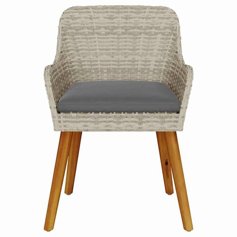 Tuinstoel 2 pcs Lichtgrijs 55 x 62.5 x 82cm poly rattan