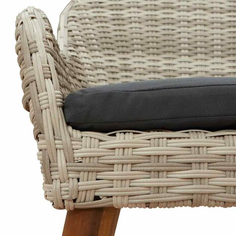 Tuinstoel 2 pcs Lichtgrijs 55 x 62.5 x 82cm poly rattan