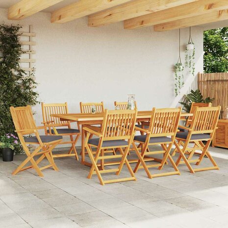 Opvouwbare stoel met kussen 8 pcs Grijs 49 x 57,5 x 92cm