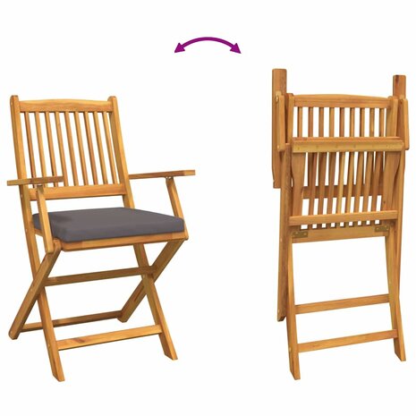 Opvouwbare stoel met kussen 8 pcs Grijs 49 x 57,5 x 92cm