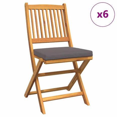 Opvouwbare stoel met kussen 6 pcs Grijs 49 x 57,5 x 92cm